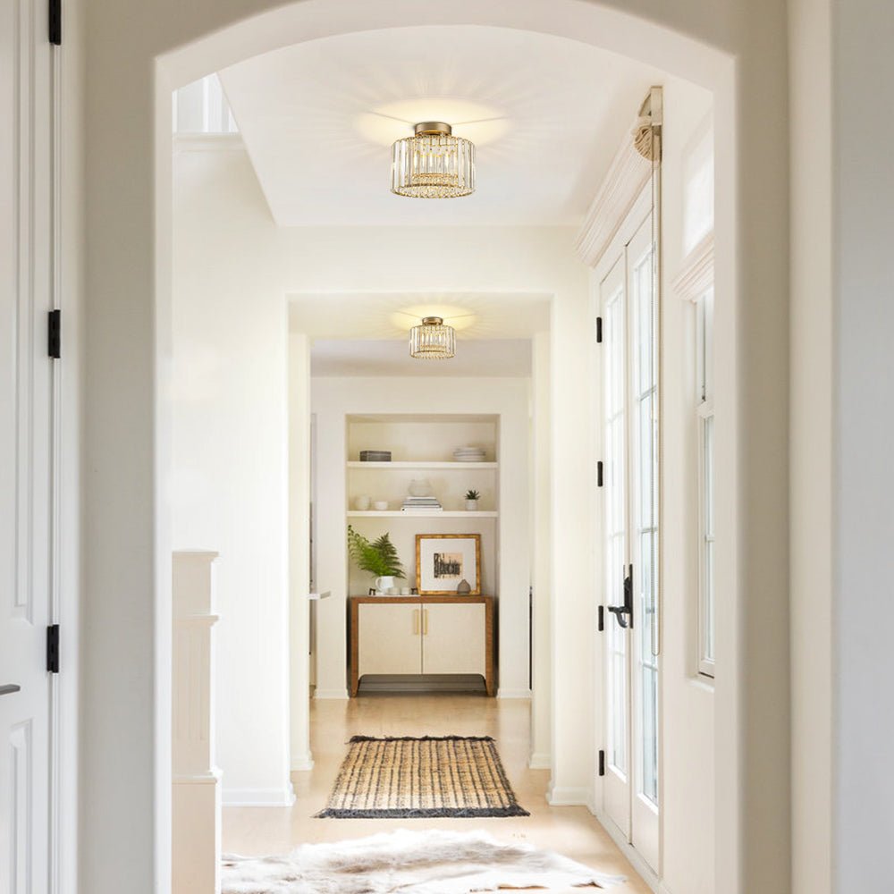 Plafondlamp Kristal Messing Mid-Century Dimbaar 27cm Slaapkamer Hal Entree Luxe