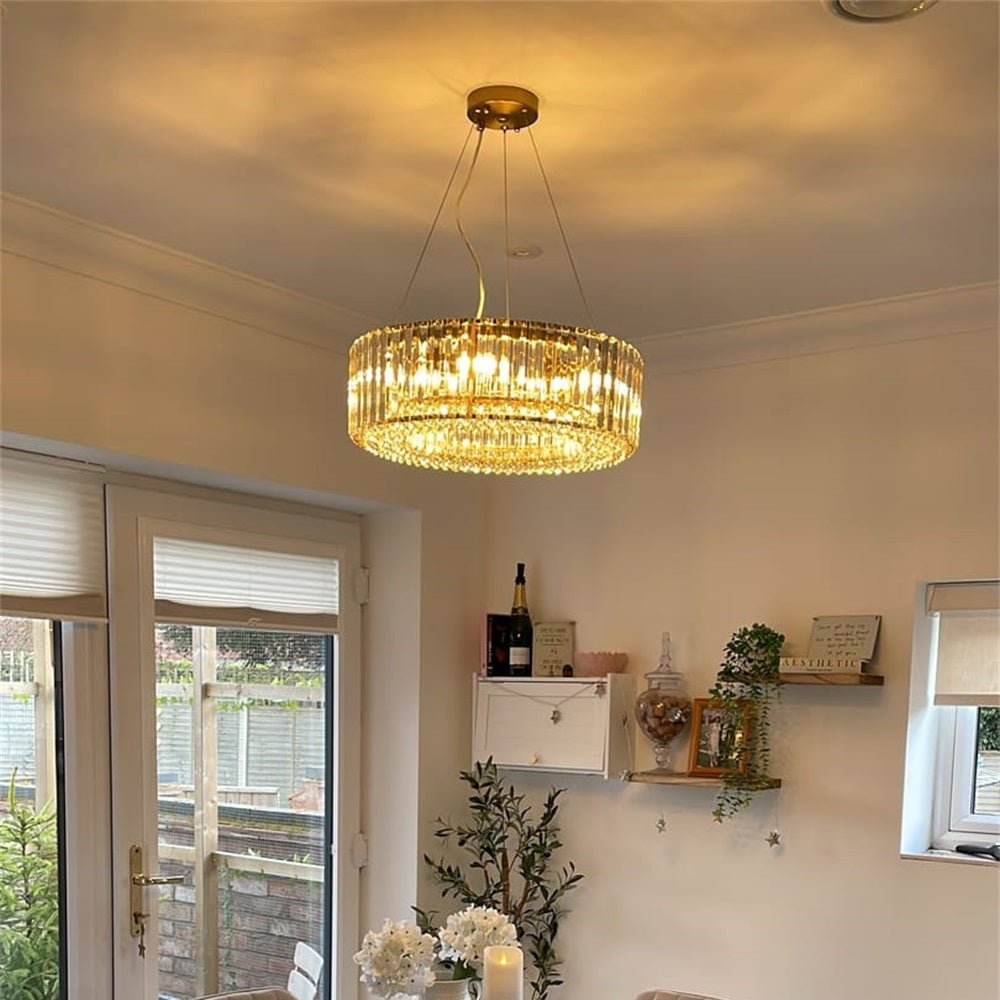 Kristallen Kroonluchter Rond 6-Lichts Metaal Chroom Zwart Messing 50cm Plafondlamp | Restfield