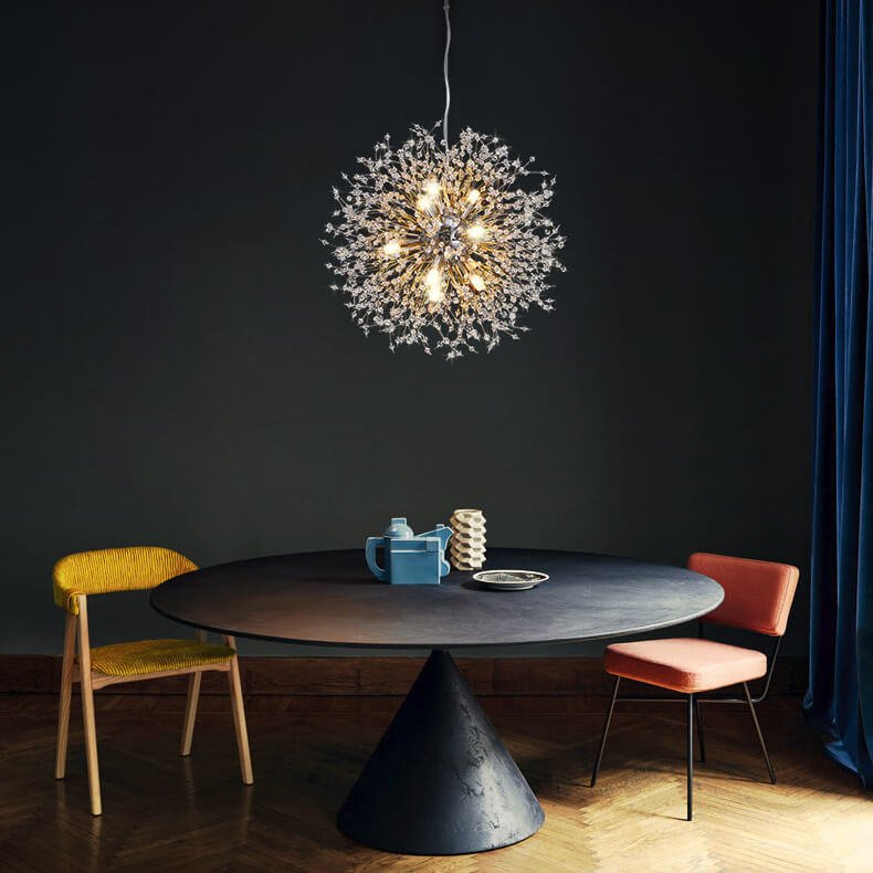 Sputnik Kronleuchter Löwenzahn Metall Gold Chrom 12/16 Licht 60cm Deckenleuchte Modern